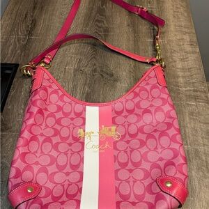 Coach Pink Signature Stripe Shoulder Bag